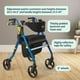 thumbnail image 3 of Andador plegable Medline Premium Empower con asiento de espuma viscoelástica, color negro y azul, capacidad de peso de 136 kg, ruedas de 20 cm, portavasos, ideal para personas con movilidad reducida y, 3 of 5