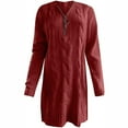 thumbnail image 4 of Pompotops Women Sexy Zipper V-Neck Long Sleeve Fashion Solid Color Sheath Mini Dress, 4 of 4