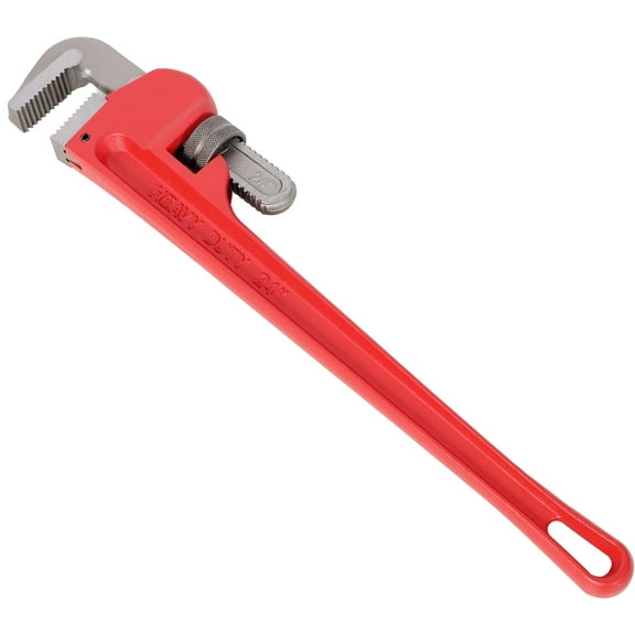 24-Inch Heavy-Duty Adjustable Straight Pipe Wrench - High-Strength Malleable Iron & Forged Steel Head, Heat-Treated Non-Slip Jaw (3/4" to 3" Pipe Range)