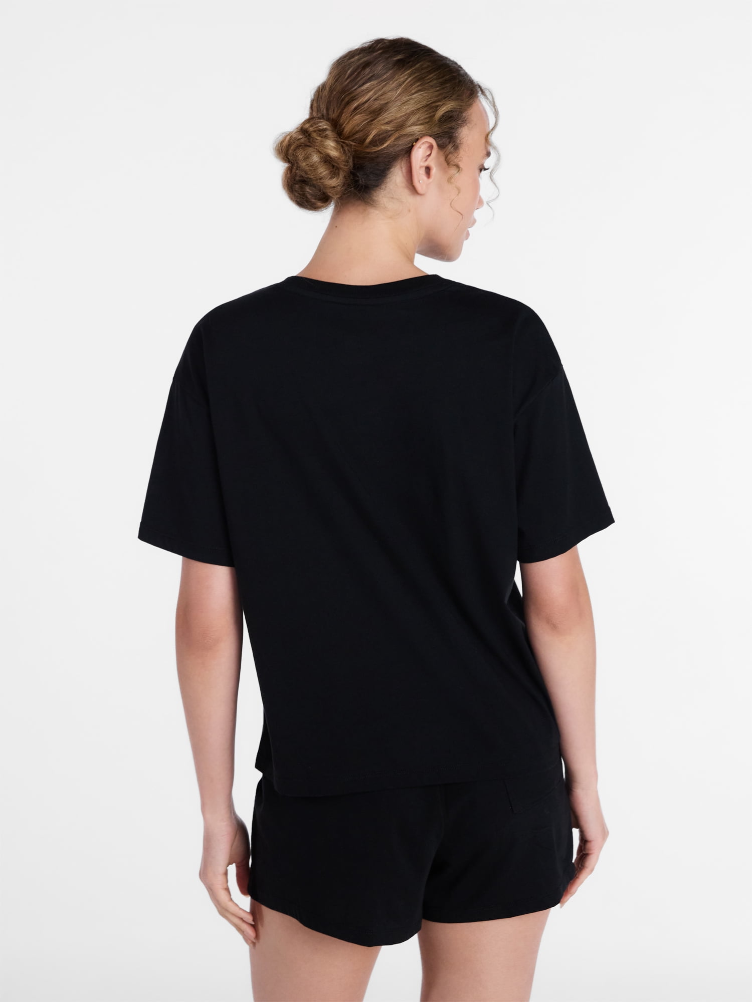 Joyspun Women's Cotton Jersey Sleep Graphic Tee with Short Sleeves, Sizes XS-3X