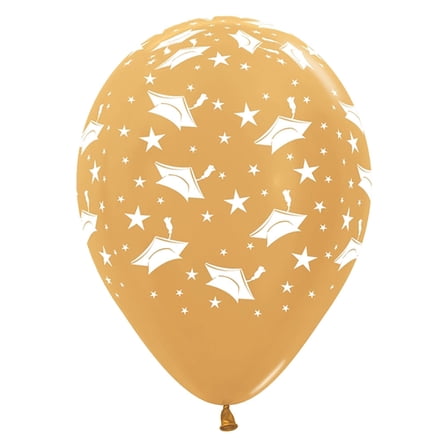 11 inch Sempertex Graduation - Metallic Gold Latex Balloons (6 Pack) - Party Supplies Decorations