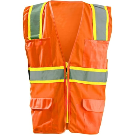 

OccuNomix High Visibility Classic Solid Two-Tone Zipper Surveyor Safety Vest Class 2 100% ANSI Polyester Tricot
