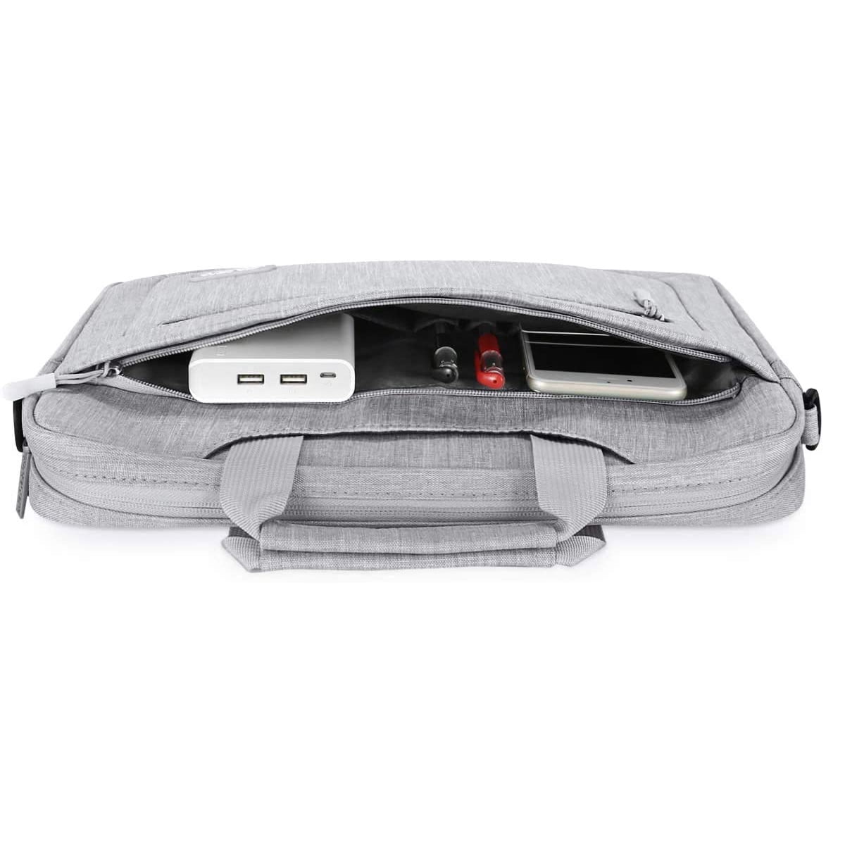 Mosiso 13-13.3 inch Polyester Laptop Shoulder Bag for MacBook Air Pro, 13.3" Notebook Messenger Bag Briefcase Computer Handbag for Dell HP Lenovo Asus Acer Surface, Light Gray