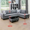thumbnail image 2 of Grey Linen Living Room Sofa Set, 2 of 8