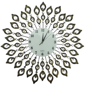 Lulu Decor 25 Crystal Leaf Metal Wall Clock 9 White Glass Dial With Arabic Numerals Decorative Clock For Living Room Bedroom Office Space Walmart Com Walmart Com