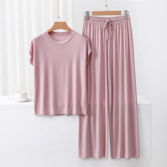 Royisotas Two Piece Pajamas for Women Cotton Loungewear Comfy Loose Short Sleeve Womens Lounge sets Fashion