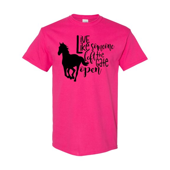 Inktastic Live Like Someone Left the Gate Open Horse Silhouette T-Shirt