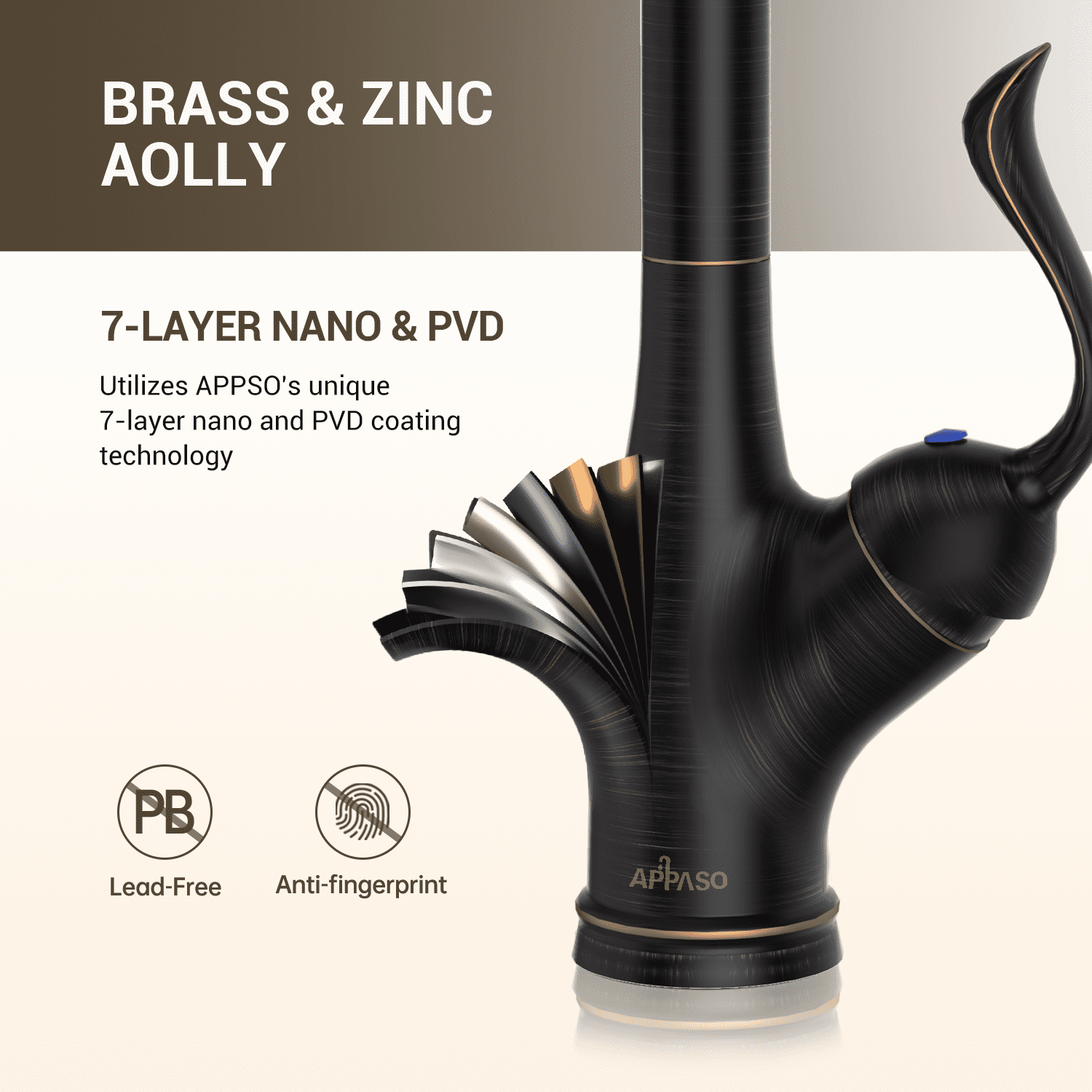 APPASO Patented Pull Down Kitchen Faucet with Sprayer Oil Rubbed Bronze-Single Handle One Hole High Arc Pull out Kitchen Sink Faucets with Soap Dispenser 149ORB