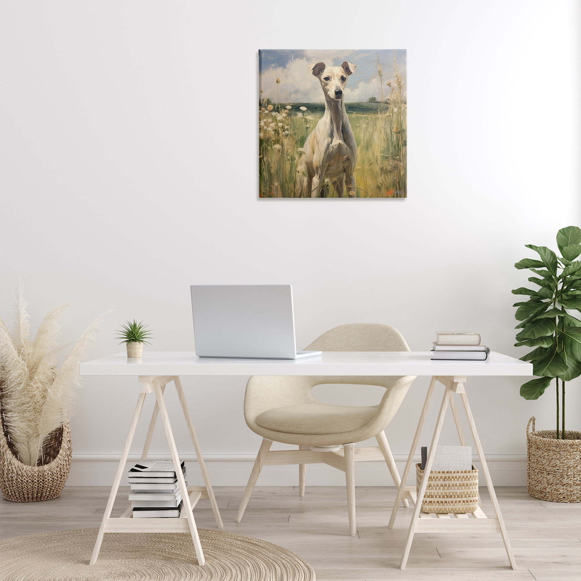 Stupell Industries Greyhound Dog Landscape Landscape Painting Gallery Wrapped Canvas Art Print Wall Art, 24 x 24