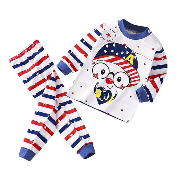 Boys Outfits Soft Outfits Cartoon Prints Long Sleeve Kid Loungewear Sets Baby Boy Clothes White 18 Months-24 Months