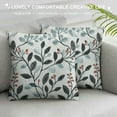 thumbnail image 3 of COMIO  Classical Jacquard Teal Leaf Pattern Square Decorative Throw Pillow Case Cushion Cover, 3 of 5