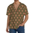 thumbnail image 7 of Lsque Green and Pink Squares print Men's Cuban Collar Short Sleeve Shirt Summer Beachwear Casual Button Down Fashionable Vacation Leisure Shirt-4X-Large, 7 of 7