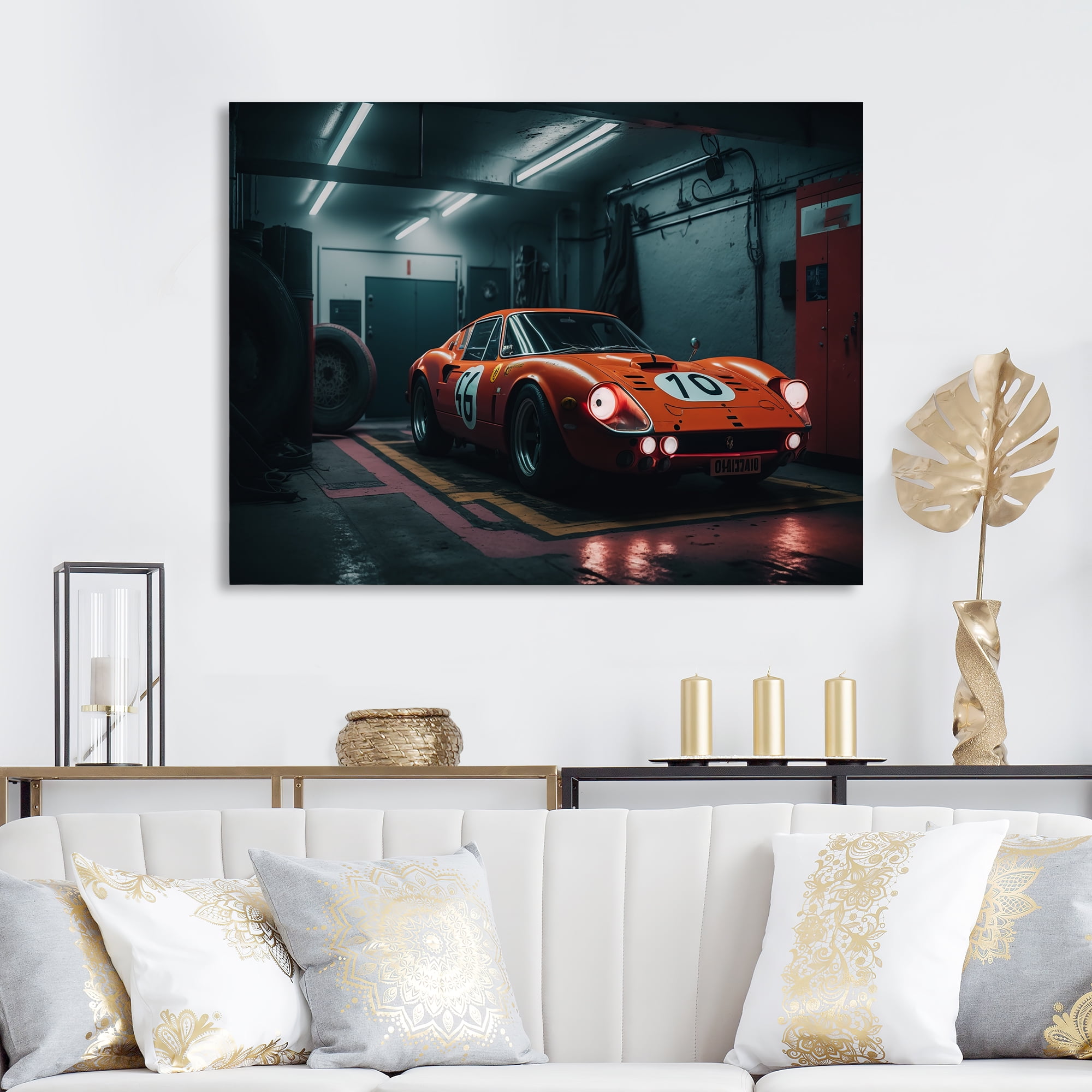 Designart Orange Exotic Car Photography Canvas Wall Art