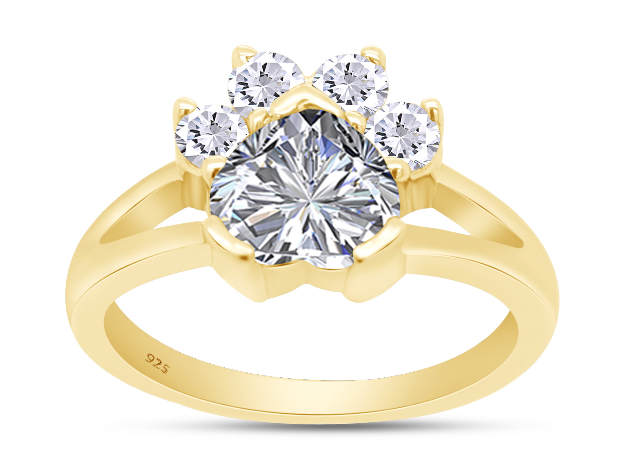 Wishrocks Round Cut White Cubic Zirconia Open Ring in 14K Gold Over Sterling Silver 