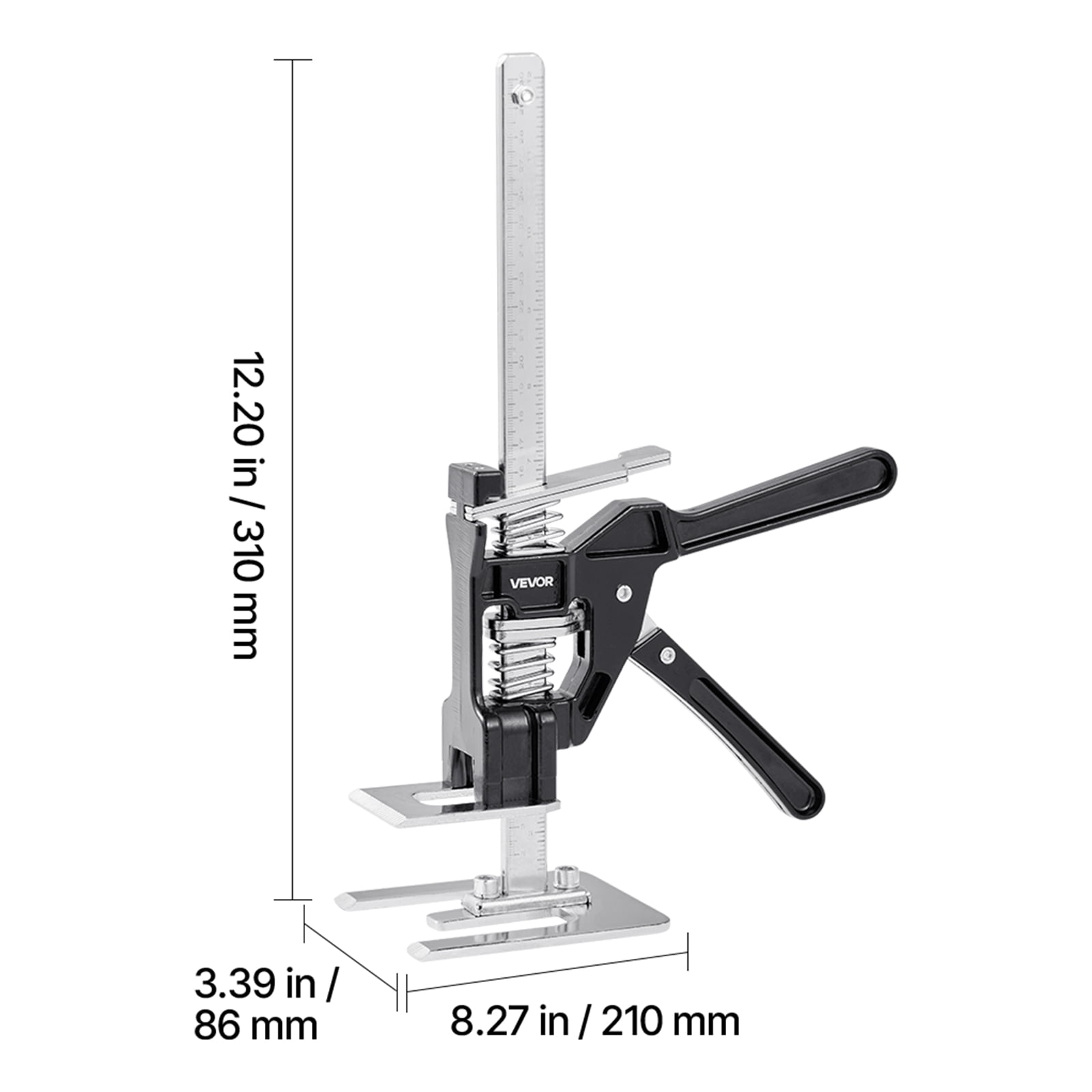 VEVOR Labor Saving Arm Jack, 2 PCS 330 lbs Bearing Capacity, Lifting up to 7.1", Metal Hand Lifting Jack Tool with Magnetic Level, Adjustable Height, for Door, Window, Furniture, Woodworking, Black
