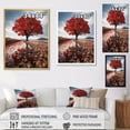 thumbnail image 4 of Designart "Monochrome Red And Grey Tree silence I" Landscape Trees Floater Framed Canvas Print, 4 of 7