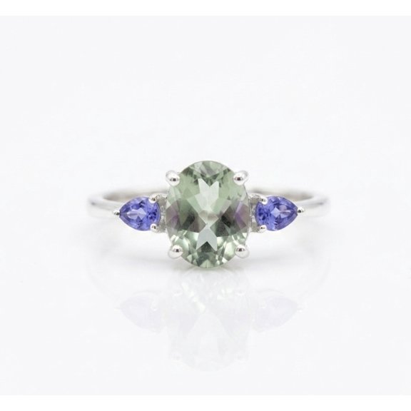 Natural Green Amethyst Ring-925 Sterling Silver-Prasiolite Oval Cut Ring-Handmade Birthstone Jewelry-Prasiolite Everyday Simple Ring Her