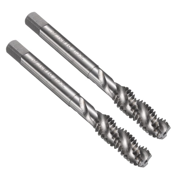 Uxcell 2pcs Spiral Flute Thread Taps 5/16-18 BSW H2 Machine Threading Tap Bit, Uncoated Screw Tapping Repair Tool, M35 Cobalt High-Speed Steel (M35 HSS-CO)