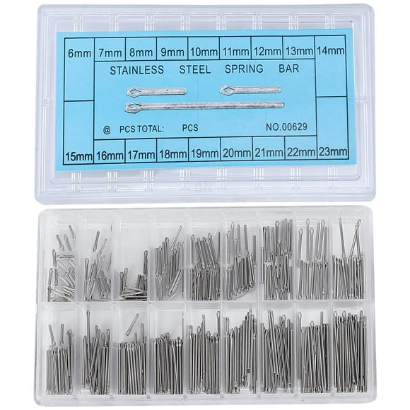 Hemobllo 360 Pcs Bracelets de Montre en Acier Inoxydable Outils de Barres de Ressort en 18 Tailles Différentes - 6mm-23mm (Argent)