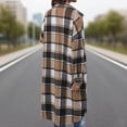 thumbnail image 5 of BODOAO Women's Plus Size Plaid Flannel Shacket Plaid Long Shirts Jacket Tartan Boyfriend Oversized Coat Fall Clothes Fashion Outfits Button Down Long Jacket Coats Shirts with Pockets Khaki L, 5 of 9