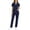 Dark Blue, variant on Scrubs Sets for Women 2 Piece V Neck Short Sleeve Nurse Top and Drawstring Pants with Multi Pockets Medical Uniform Stretch Comfy Workwear Outfits