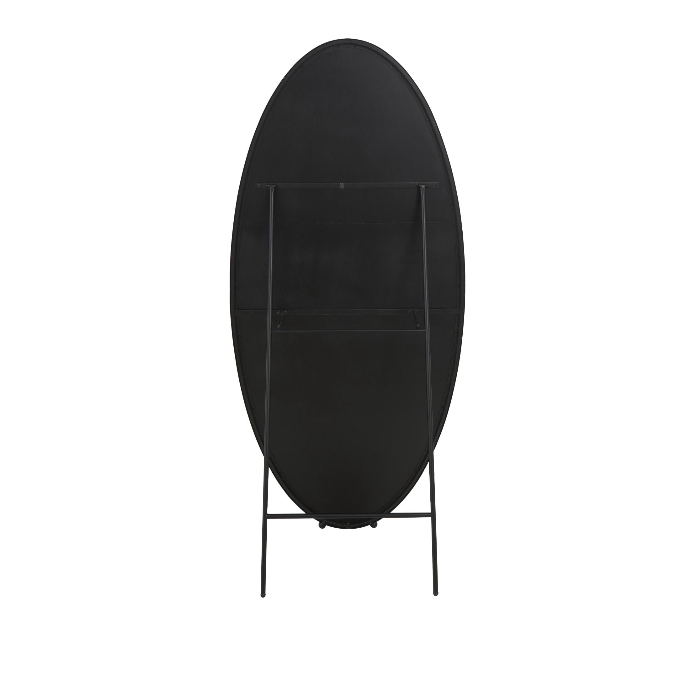 DecMode 32" x 69" Silver Metal Oval Freestanding Floor Mirror with Ball Feet