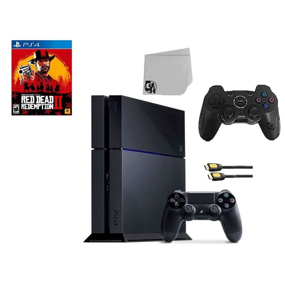 Pre-Owned Sony PlayStation 4 500GB Gaming Console Black 2 Controller Included with Red Dead Redemption 2 BOLT AXTION ( )