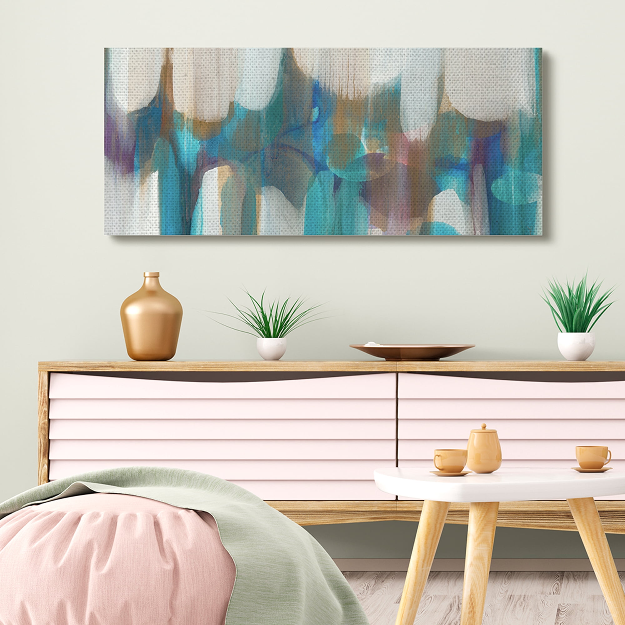 Stupell Industries Mesmerizing Rainy Day Abstract Blue White Lights,20 x 48,Designed by Liz Jardine