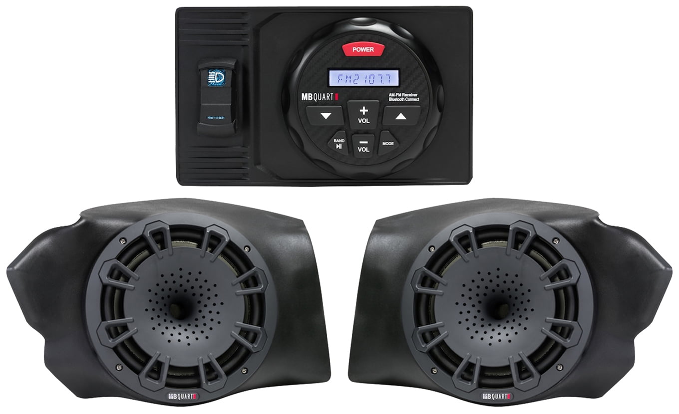 MB QUART 8" Kick Panel Speakers+Bluetooth Radio For 20142018 Polaris