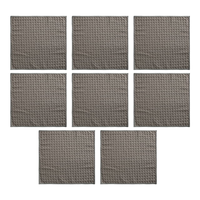Inteprter 8 Uds. Toallitas de microfibra, trapo, paño de limpieza, patrón de gofres, barra, prácticos accesorios de herramientas de cocina Suministros de limpieza para el hogar Gris 30*30cm