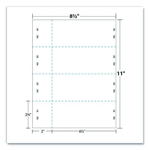 Jumbo Micro-Perforated Event/Raffle Ticket, 90 lb Index Weight, 8.5 x 11, White, 4 Tickets/Sheet, 25 | Bundle of 2