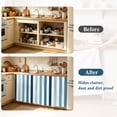 thumbnail image 4 of Teal Blue Stripe Cabinet Curtain 35"Wx35"L,Dustproof Under Sink Skirt with Self Adhesive Tape,Ombre Geometric Aqua Vertical Striped Cabinet Curtain Cover for Kitchen Sink,Bathroom Vanity,Laundry Room, 4 of 9