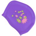 thumbnail image 3 of Star Pattern Swimming Silicone Waterproof Swim Pool Hat Long Hair Ear Protection Swim Caps for Women Female (Purple), 3 of 7