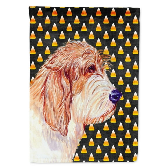 Carolines Treasures LH9047-FLAG-PARENT Petit Basset Griffon Vendeen Candy Corn Halloween Portrait Flag  multicolor