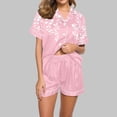 thumbnail image 2 of GERsome Womens Pajama Sets 2 Piece Sleepwear Pjs Set Short Sleeve Button Down Top and Short Color Block & Floral Print Loungewear S-XXL, 2 of 4