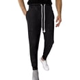 thumbnail image 4 of YUELONGHU Adult Men Casual Pants Mens Cargo Pants Baggy 2026 Autumn and Winter Men's Casual and Comfortable Solid Color Jacquard Drawstring Straight Leg Leg Leg Pants, 4 of 5