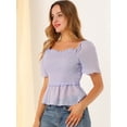 thumbnail image 2 of INSPIRE CHIC Women's Ruffle Peplum Square Neck Flare Short Sleeve Crop Smocked Blouse, 2 of 6