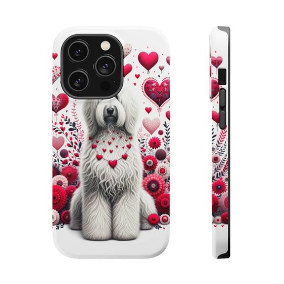 DistinctInk Tough Case for Apple iPhone 13 PRO (6.1" Screen), Compatible with MagSafe Charging - Valentine's Day Komondorok