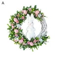 thumbnail image 2 of Neinkie Spring Wreaths for Front Door - Easter Bunny Wreath with Linen Bow/Hang Tag, Easter Wreaths Artificial Easter Egg Rabbit Garland with Pastel Berries, Easter Decorations Craft, 2 of 7