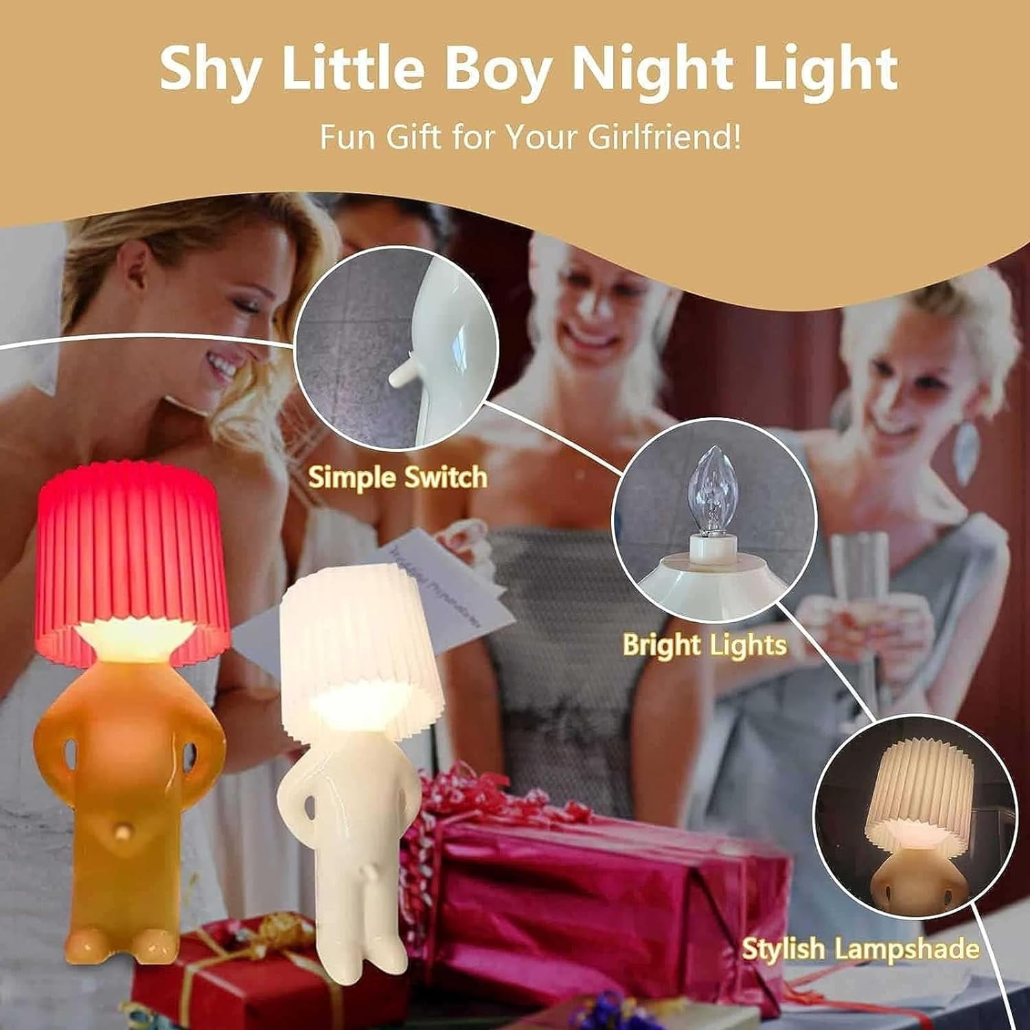 A Little Shy Man Creative Lamp, Desk Night lamp,Naughty boy Night Lamp,Home Decoration Beautiful Gift for Women Men