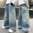 thumbnail image 4 of WEIGFI Child Boys Casual Jeans Straight Leg Pants Loose Fit Comfortable Trousers Kids Teenagers Fashion Denim Long Pants For School Daily Wear Cozy Solid Color Slacks, 4 of 9