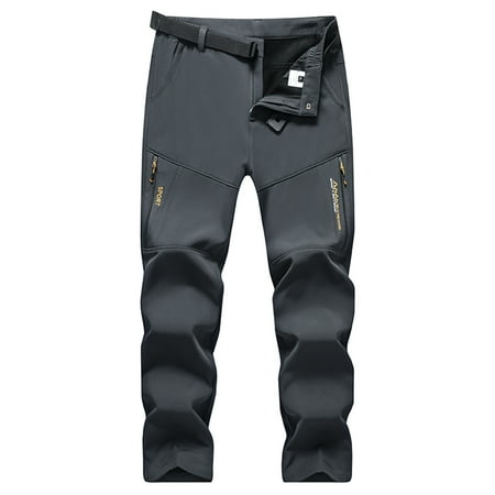 Tuphregyow Hiking and Skiing Men s Winter Pants - Fleece Lined Waterproof Snow Pants with Pockets Soft Cargo Pants Dark Gray XL