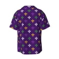 thumbnail image 2 of Xecao offers the Purple Mardi Gras for Men's Casual Short-sleeved Shirt, a button-up collared shirt with a pocket, perfect for beach vacations and yacht travel in the 4X-Large size., 2 of 7
