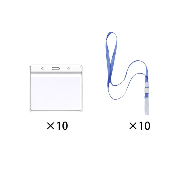 Lanyards with ID Holder,Horizontal Name Tags Badge Holders, Strap Lanyards for ID Badges, Clear Waterproof Plastic Badge Bulk for Business, Student, School, Office