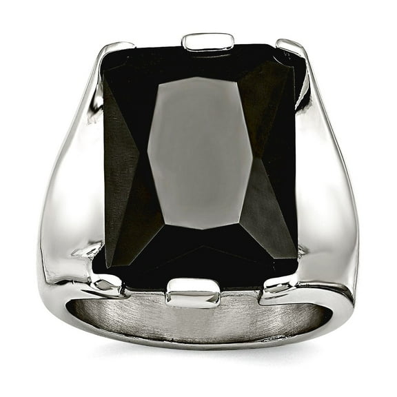 Stainless Steel Black Cubic Zirconia Polished Ring Size 6 Ring for Women