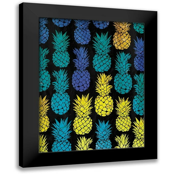 OnRei 12x14 Black Modern Framed Museum Art Print Titled - Multi Pineapples