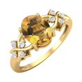 thumbnail image 1 of 925 Argent Vermeil Or 8X6 MM Forme Ovale Citrine Femmes Bague de Fiançailles, 1 of 4