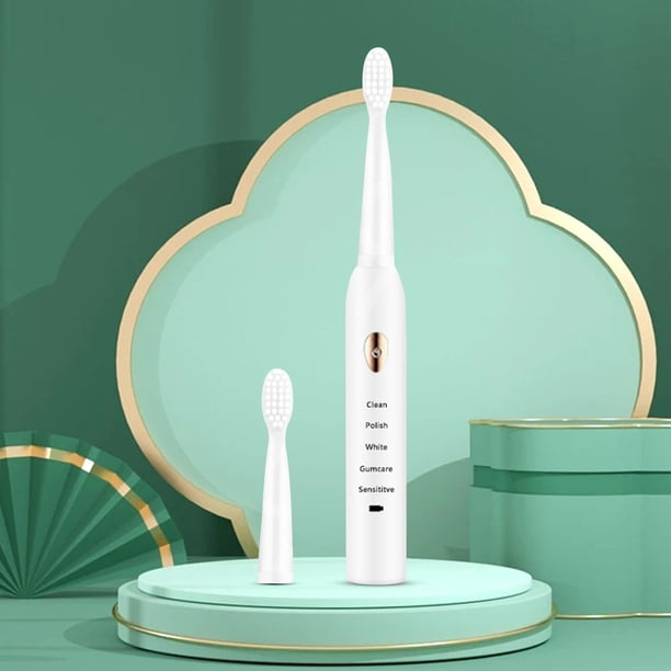 Ganfancp Cepillo de Dientes, Cepillo de Dientes con 2 Cabezales, Cepillo de Dientes Inteligente con Temporizador de 5 Velocidades Ipx7 Liquidación 1X Cepillo de Dientes Eléctrico, 1X Manual de Instru