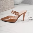 thumbnail image 6 of CQONEPT Pointed Toe Ankle Strap Slingback Heels for Womens Stiletto Closed Toe Pumps Women Dress Party Mules Sandals Brown 43, 6 of 6