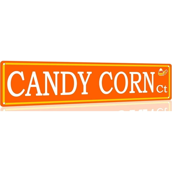 Candy Corn Metal Tin Sign Funny Vintage Halloween Tin Signs Wall Art Decor Poster for Home Farmhouse Bar Cafe Halloween Party Indoor Outdoor 4x16 Inch